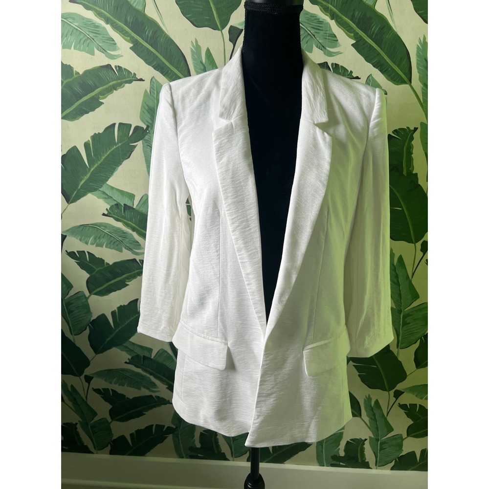 LOFT Blazer Open Front Preppy Career Women 8 White NWOT‎
